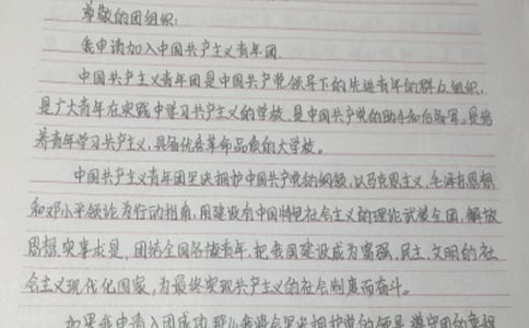 中學(xué)生入團申請書